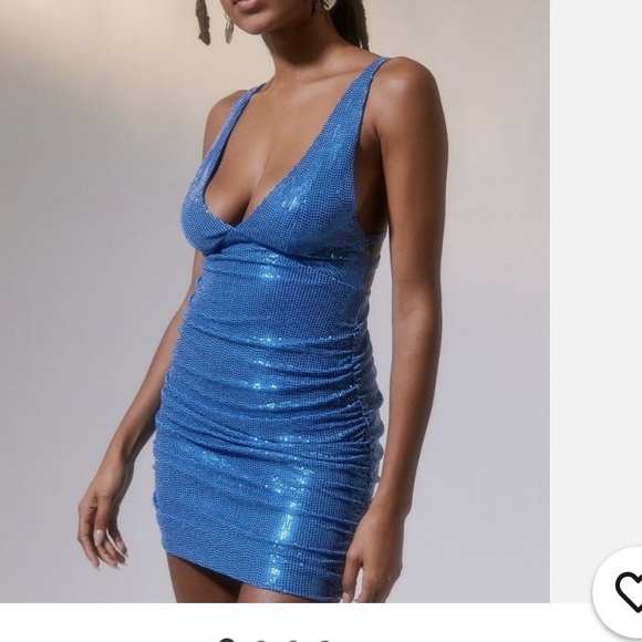 Urban Outfitters Dresses & Skirts - UO Woman's Blue Mila Sequin Strappy-Back Holiday Party Mini Dress Sz LR